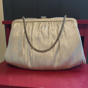 VINTAGE ANDE' SILVER Lamé EVENING CLUTCH - EX COND